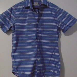 Men's J. Crew Button Down Blue with White Stripes Size Small Good Condition
